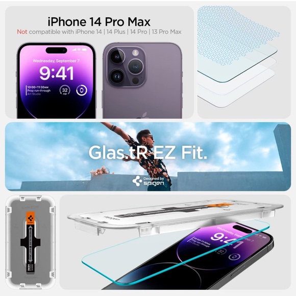 Spigen Tempered Glass Screen Protector [GlasTR EZ FIT] for iPhone 14 Pro Max - Picture 4 of 8